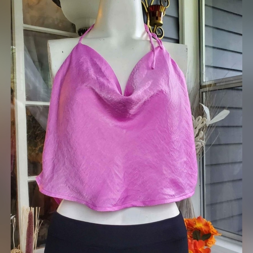 NWT Wild Fable Vibrant Purple Lightweight  Silk Like Halter Top Size XL